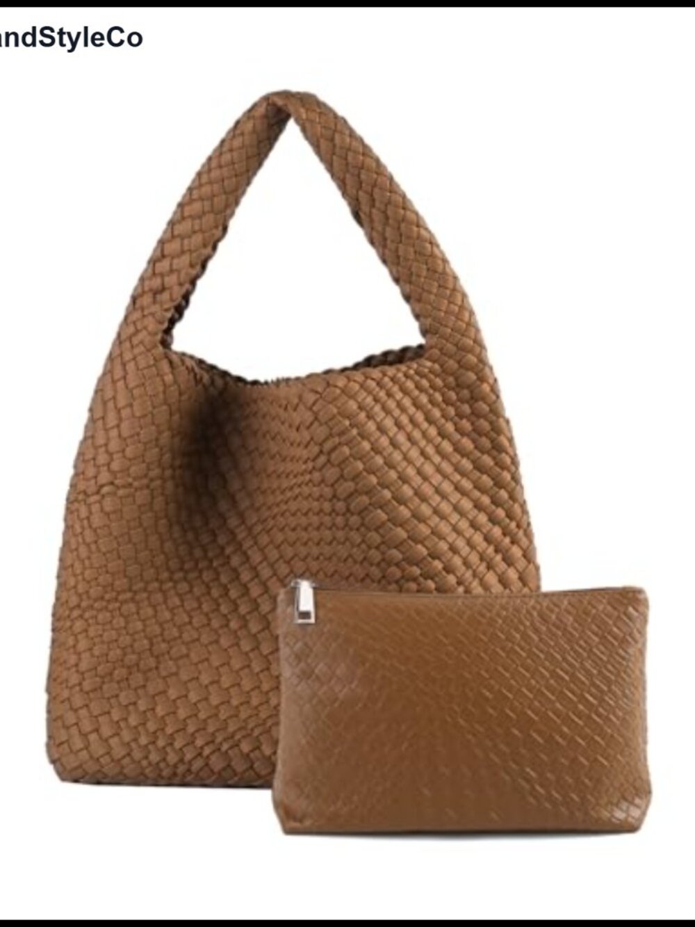Vegan Leather Woven Tote Bag Hand-Woven Shoulder Handbag